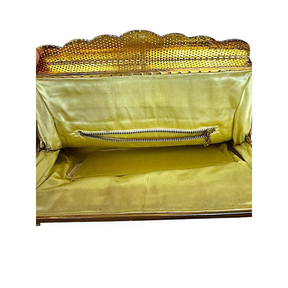 Vintage 1950s 60s Gold Hand Beaded Evening Bag Hong Kong Cocktail Purse - Picture 7 of 12